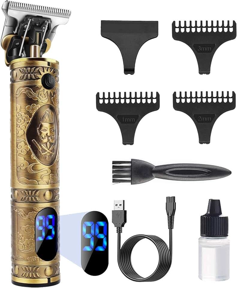 YiLFo Tondeuse Cheveux Hommes, Tondeuse Barbe Homme Professionel, Rasoir Electriques Hommes Écran LED, Sans Fil Brostyle Tondeuse Precision Rechargeable, Silencieuse pour les Salon et la Famille