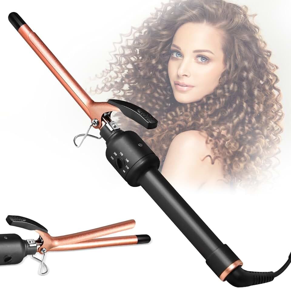 Fer à Friser Professionnel 13mm, Mini Fer à Boucler Revêtement en Céramique PTC pour Les Boucles Fines, Antistatique, Chauffage Rapide, Température Réglable 80-230℃
