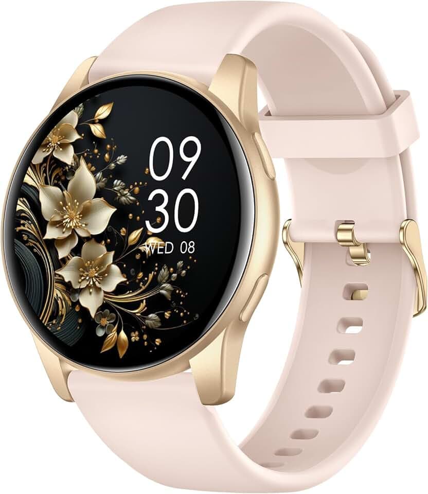 AcclaFit Montre Connectée Femme Homme avec Appel Bluetooth, Smartwatch Ronde 1,38" avec 147+ Modes Sportifs, Cardiofréquencemètre, Sommeil, IP68 Étanchéite, Compatible avec Android iOS