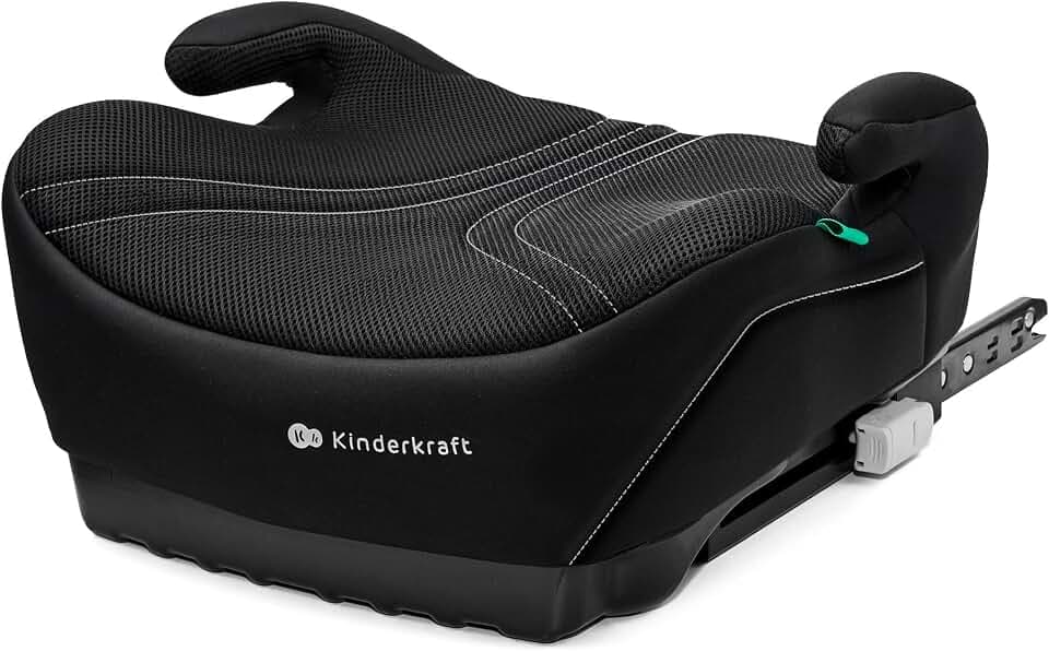 Kinderkraft I-BOOST 2 PRO, Siège auto réhausseur pour enfants de 125 à 150 cm et âgés de 6 à 12 ans, montage ISOFIX, très léger (2,36 kg), accoudoirs ergonomiques, housse amovible, Noir