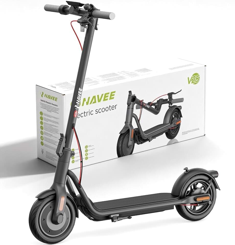 NAVEE V Série Trottinette Electrique Adulte 25-45KM, Moteur 600-800W, TCS, Antivol Intégré, Connectivité Bluetooth, Pneus 10" Tubeless, Sécurité 360°, APP Intelligent Global Recycled Standard
