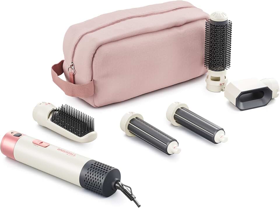 Tristar Airstyler, Outil 5 en 1 avec 5 Accessoires, Moteur DC, 3 Niveaux de Chaleur, 1 Vitesse, 1000 W, Cordon Rotatif 360°, Housse, HD-2470