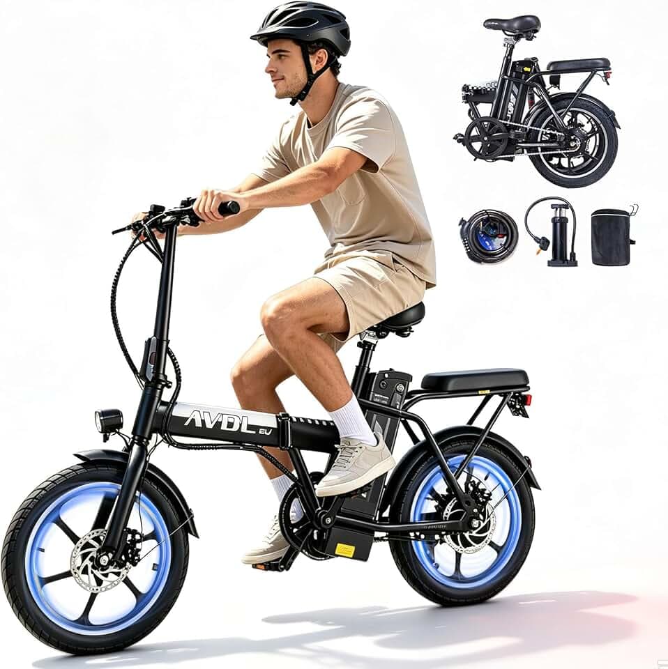 16" Vélo Électrique Pliable Adulte Autonomie 30-50km,Batterie 36V 12.8Ah，250W Vélo électrique 3 Vitesses,Double Frein à Disque,IPX4,VAE Urbain et Loisirs Ebike Unisexe,120KG Load
