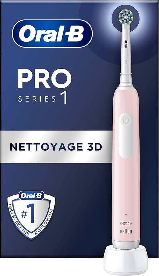 Oral-B Brosse à Dents Electrique Pro 1 avec Brossette de Rechange, Rose – 3 Modes de Nettoyage dont Douceur, Brossage avec des Oscillo-Rotations et Pulsations, Chargeur