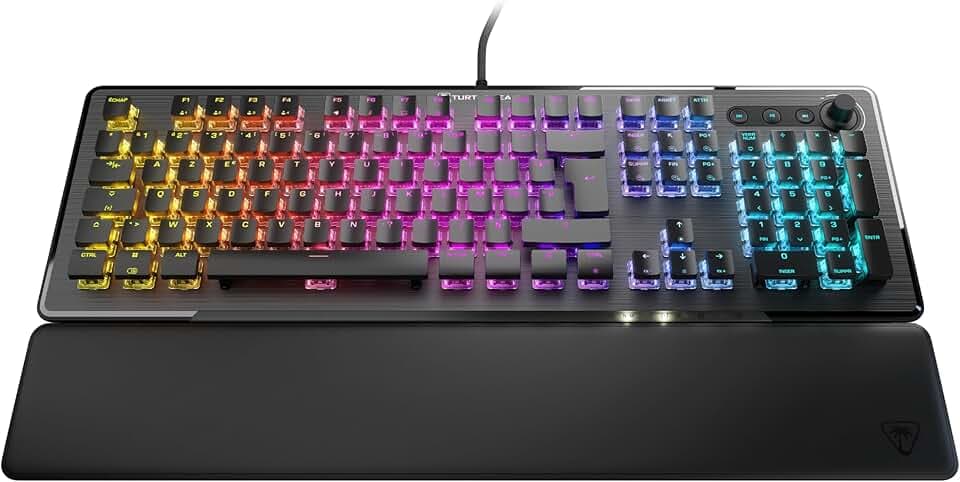 Turtle Beach Vulcan II - Clavier Gaming PC, interrupteurs mécaniques Titan II, Touches rétro-éclairées RGB Personnalisables, Repose-Poignets Amovible, Noir