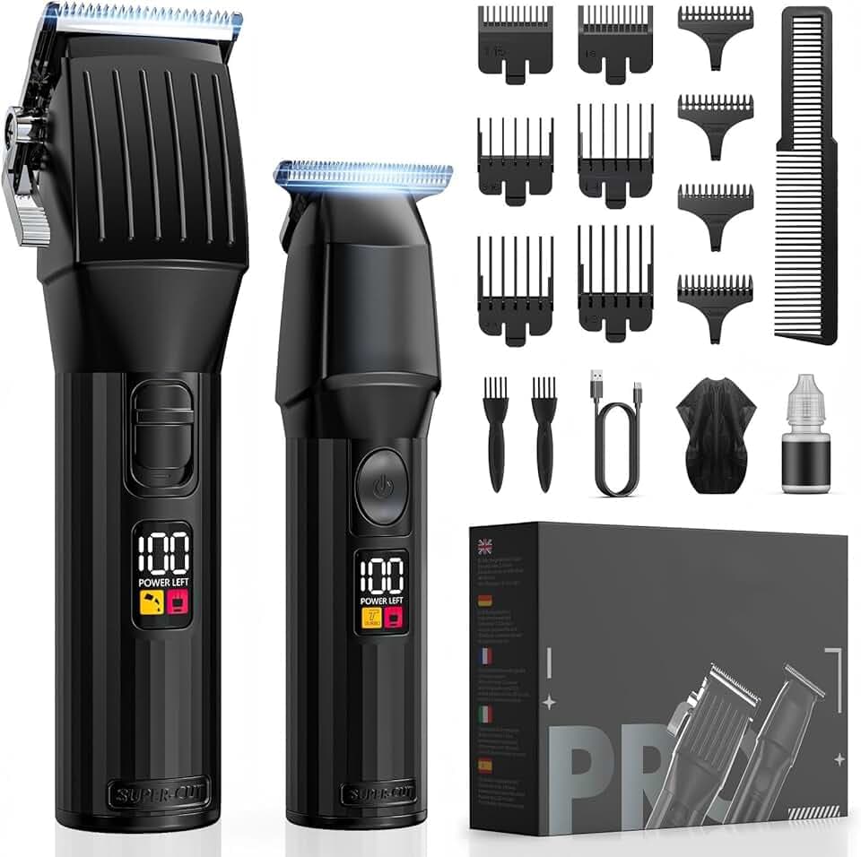 Tondeuse Cheveux Hommes，tondeuse à cheveux professionnelle et tondeuse à barbe pour homme, tondeuse à cheveux contour pour homme, kit de coupe de cheveux, kit de coupe de cheveux, cadeau