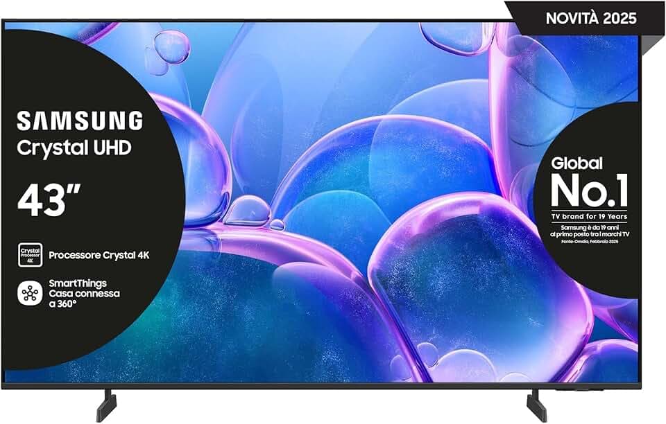 Samsung TV 43 Pouces Crystal UHD 43U7000F 4K Smart TV, Couleurs Incroyables avec Crystal Processor 4K, Écoutez Tous Les Haut-parleurs avec Q-Symphony, Données protégées Knox Security et Gaming Hub