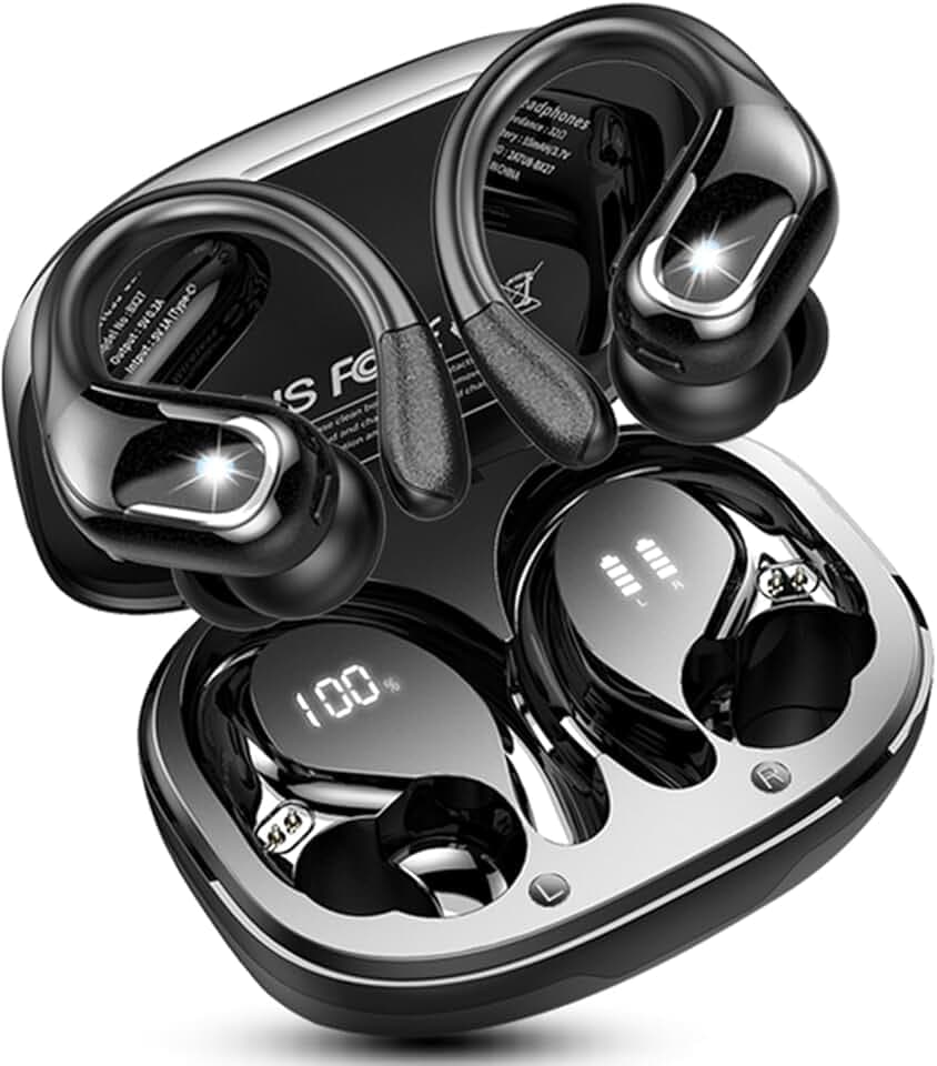 Ecouteurs Bluetooth Sans Fil Sport, 75Hrs Écouteurs Bluetooth 5.4 avec Stéréo HiFi 3D, 4 ENC Réduction de Bruit Mic Oreillette sans Fil USB-C Charge, Étanches IP7 Casque Running LED pour Android/iOS