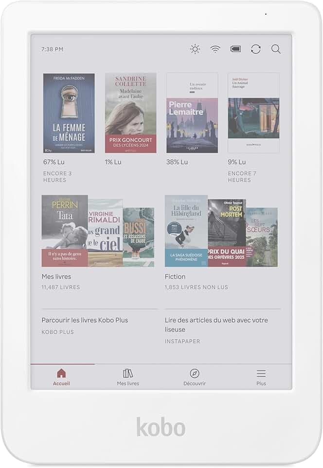 Kobo Clara Colour | Liseuse eBook Couleur | Écran Couleur E Ink Kaleido™ 3 sans Reflets de 6" | Option Mode Sombre | Étanche | Livres Audio | 16 Go de Stockage | Blanc