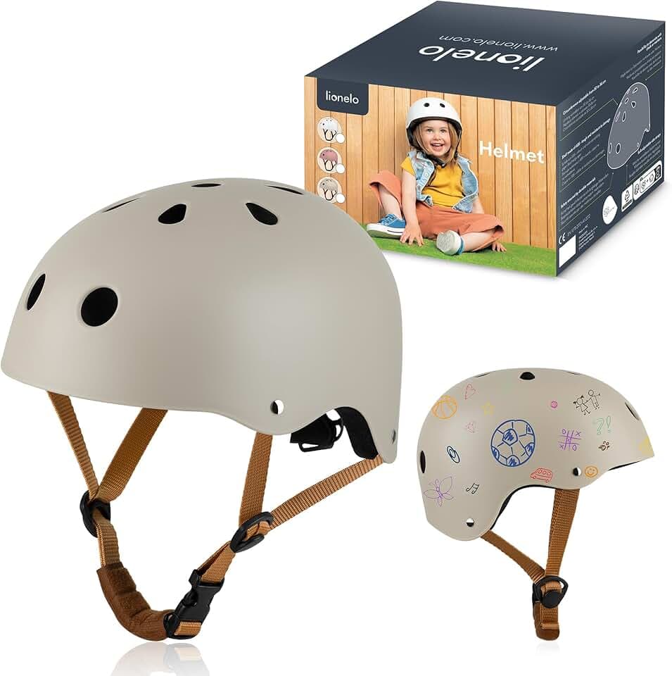 LIONELO Casque Protecteur de Vélo pour Enfants, Réglable 50 à 56 cm, Protège-Menton, Casque Certifié Intertek pour Filles et Garçons, Taille S