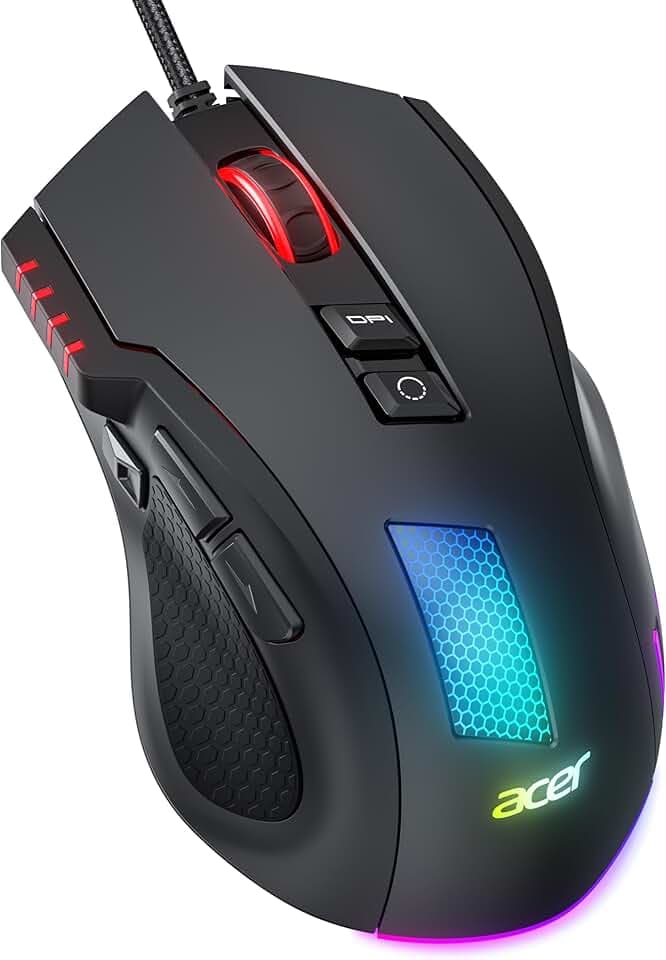 acer Souirs Gamer Filaire Ergonomique, 12 800 DPI, 8 Boutons programmables, Souris Gaming avec Fire Button, 12 Options RGB Personnalisable, Haute Précision- pour MOBA FPS CS Recycled Claim Standard 100