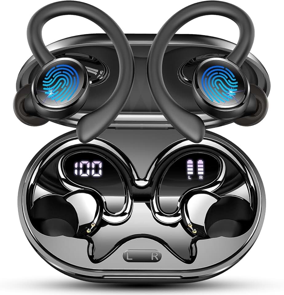 Ecouteurs Bluetooth sans Fil Sport, 2026 Écouteur Bluetooth 5.4 avec HiFi Stéréo, 50H Écouteur Bluetooth 4 ENC Réduction Bruit Mic, Écran LED Casque pour Running, IP7 Étanche Oreillette Bluetooth