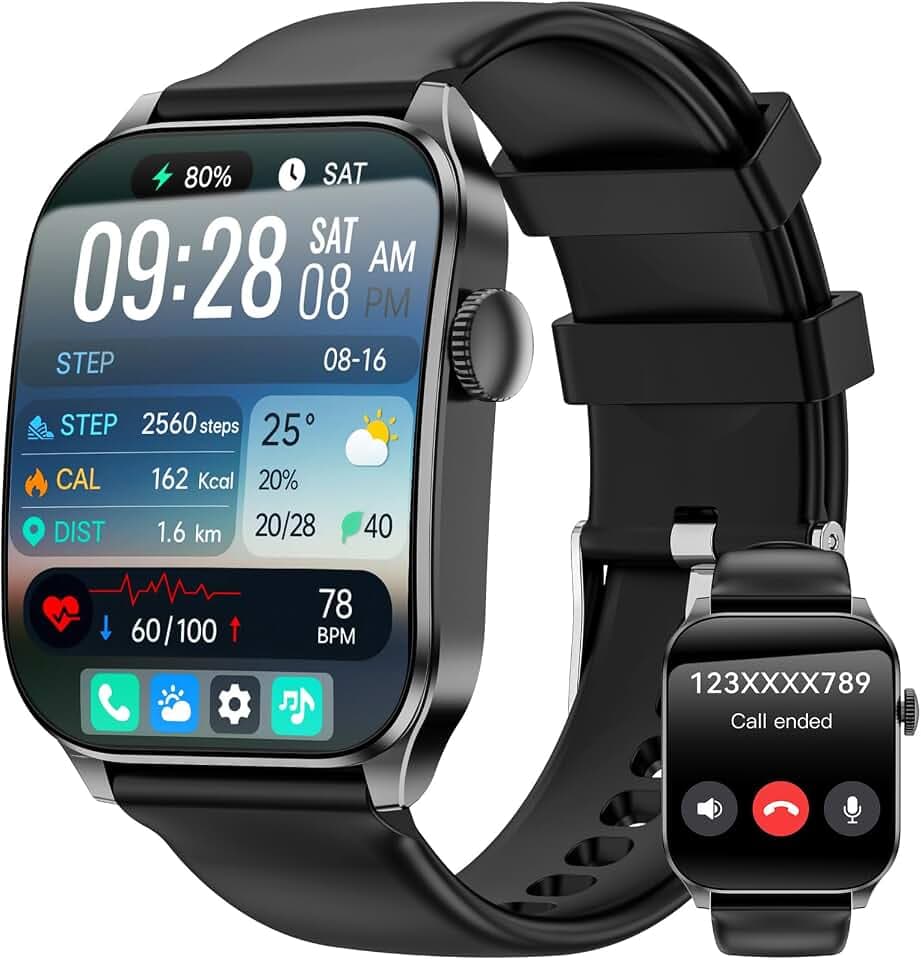 Montre Connectée Homme Femme, 1,91" HD Écran Incurvé Smartwatch | Appels Bluetooth, Assistant vocal, 100＋Modes Sportifs, Suivi Fréquence Cardiaque/Sommeil/SpO2, Etanche IP67 pour Android iOS