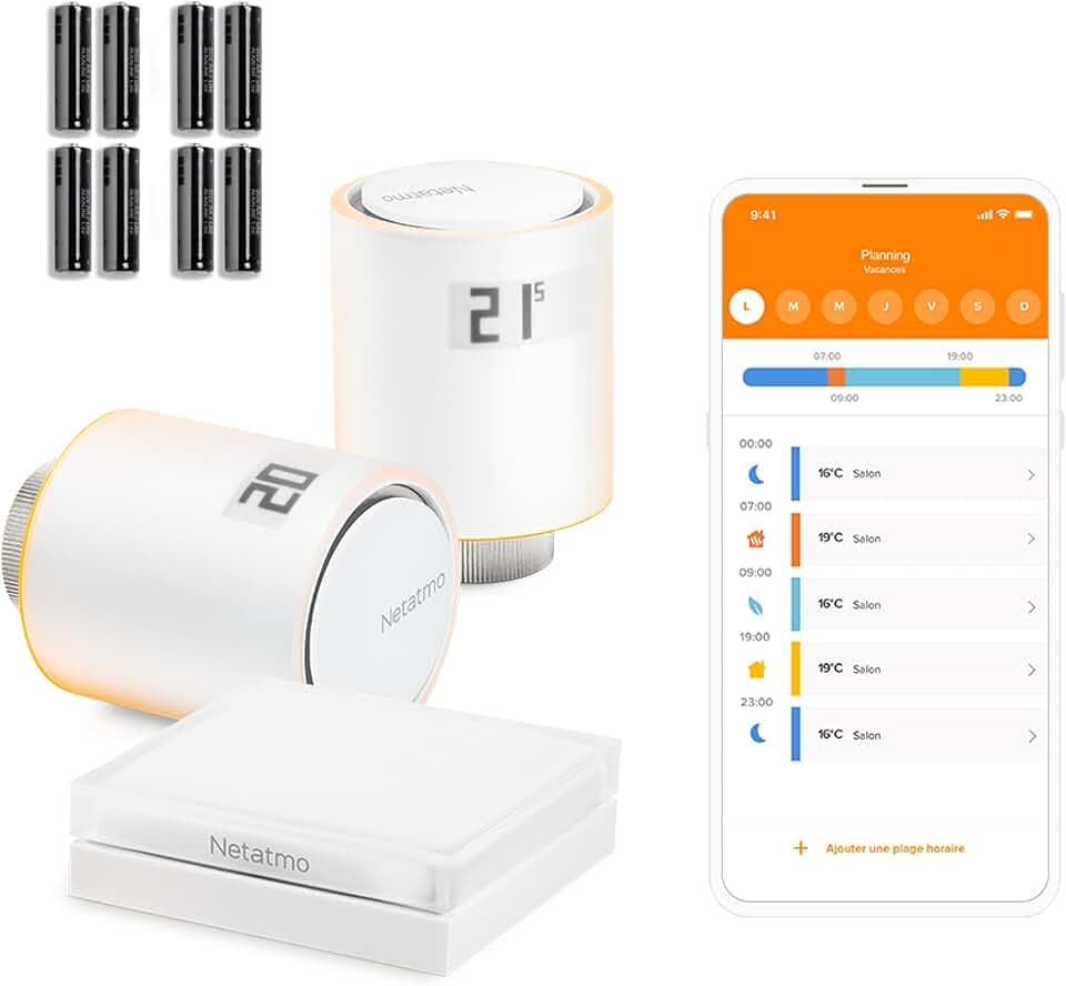 Netatmo Starter Pack - Tête Thermostatique Connectée et Intelligente, Contrôle à Distance, Économie d'énergie, Pack pour Chauffage collectif, Compatible Alexa, Apple et Google Home, NVP-AMZ