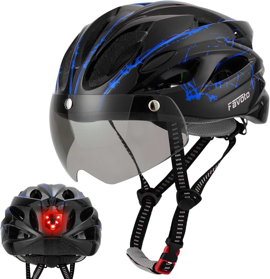 Favoto Casque de Vélo avec Visière Lumineuse - Casque Cyclisme Léger Respirante pour Adultes Hommes Femmes Technologie EPS Inmould Doublure Amovible Réglable