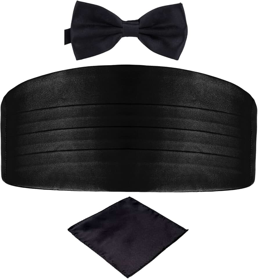 DonDon Ensemble 3 pièces coordonné et de couleur brillante cummerbund nœud papillon pochette pour les occasions solennelles