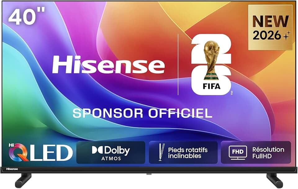 Hisense 40A5S - TV 2026 LED 40" (102 cm) Full HD, Smart TV VIDAA U7.6, Port USB-C (Mobile to TV), Dolby Audio & DTS HD, Bluetooth, WiFi, Noir