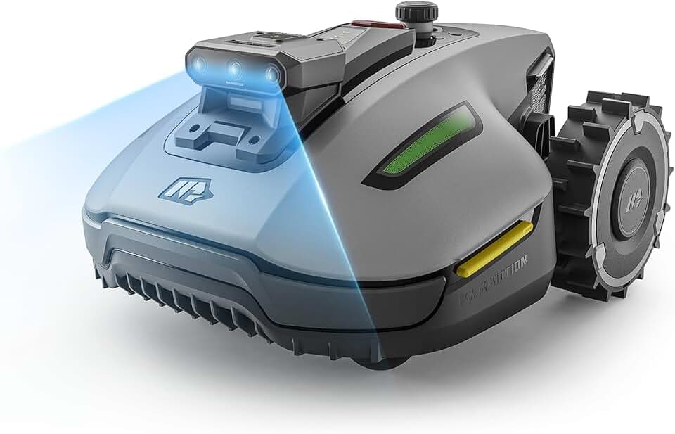 MAMMOTION YUKA Mini 2 500 Robot Tondeuse, jusqu'à 500m², Zéro Perte de Signal, sans RTK, AI Traitement d’Image à Trois Caméras, Auto Cartographie Multi-Zones, DropMow Certifié ClimatePartner