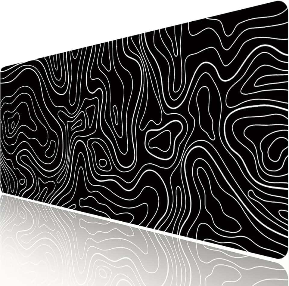HGWALP Tapis de Souris Grand Jeu Terrain Noir et Blanc avec Base en Caoutchouc Antidérapante, Extended XXL Long Clavier Pad de Table 31,5 x 11,8 Pouces Certifié ClimatePartner