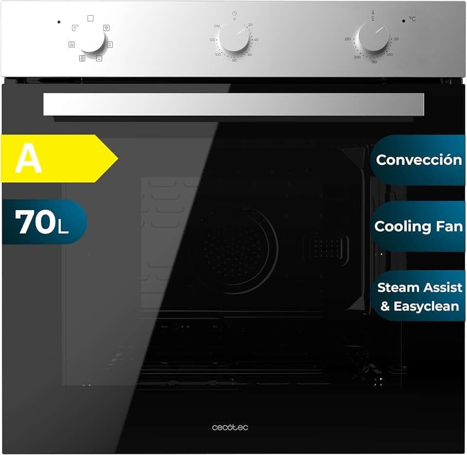 Cecotec Four intégrable multifonctions Bolero Hexa M236000 Inox Time A.Four multifonctions Capacité de 70 L, 6 fonctions, classe A, 2800 W