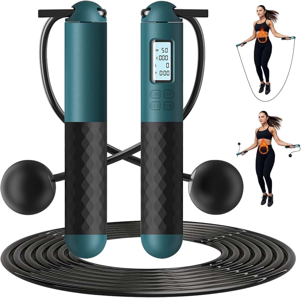 Corde à sauter Corde a Sauter Sport avec Compteur de Calories Corde à Sauter sans Fil Réglable Poignée en Mousse Antidérapante pour Fitness/Crossfit/Sport/Boxe/GYM Infuseur d'eau