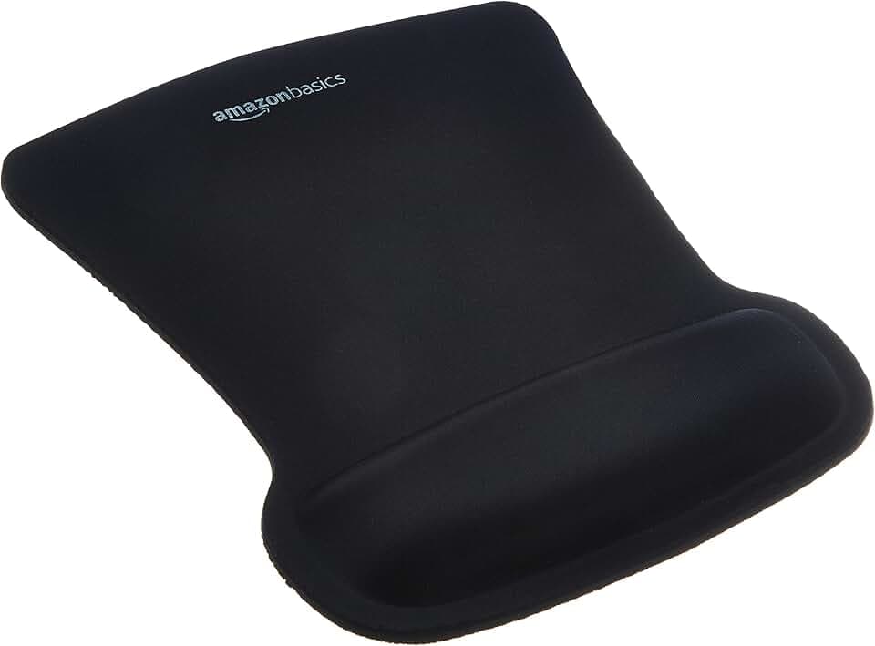 Amazon Basics Tapis de Souris irrégulier avec Repose-Poignet en Gel, 20 x 25 cm, Noir