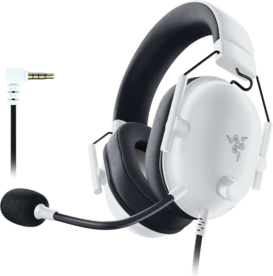 Razer BlackShark V2 X - Casque Gaming Esports Multiplateforme (Haut-parleurs Triforce de 50mm, Annulation Passive du Bruit Avancée, Son 7.1 Surround, Microphone Cardioïde) Blanc