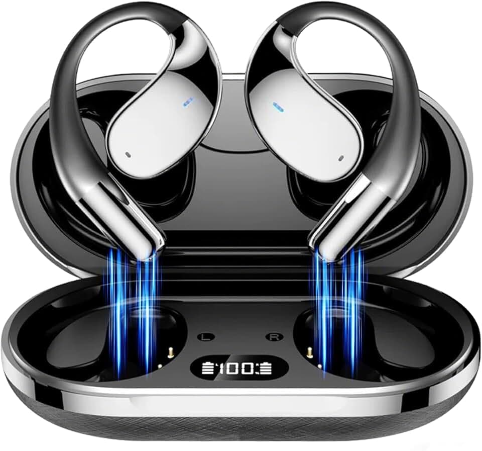 Ecouteurs Bluetooth Sans Fil Sport, Casque à Conduction Osseuse 5.4 avec HiFi Stéréo ecouteur running,ecouteur bluetooth sport IP55 Étanche 60H Autonomie pour écouteurs sans fil pour gym et vélo