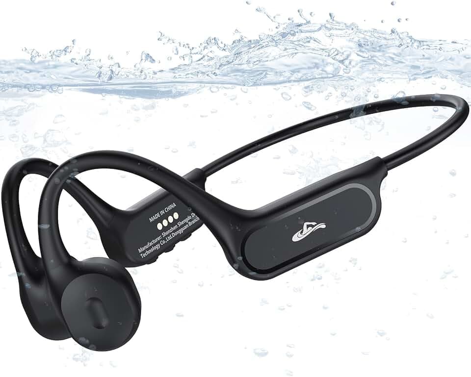 Casque Conduction Osseuse Bluetooth 6.1, Écouteur Natation sans Fil, Mémoire MP3 32Go Intégrée, Lecteur MP3 Étanche IP68, Ecouteur Waterproof Natation, Casque Piscine pour Sport, Cyclisme, Fitness