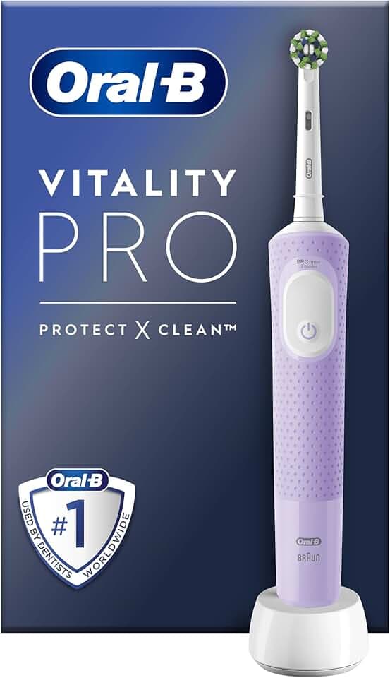 Oral-B Brosse à Dents Electriques Vitality Pro, avec Brossette de Rechange, Violette – 3 Modes de Brossage dont Sensibilité pour les Gencives, Minuteur Intégré, Chargeur