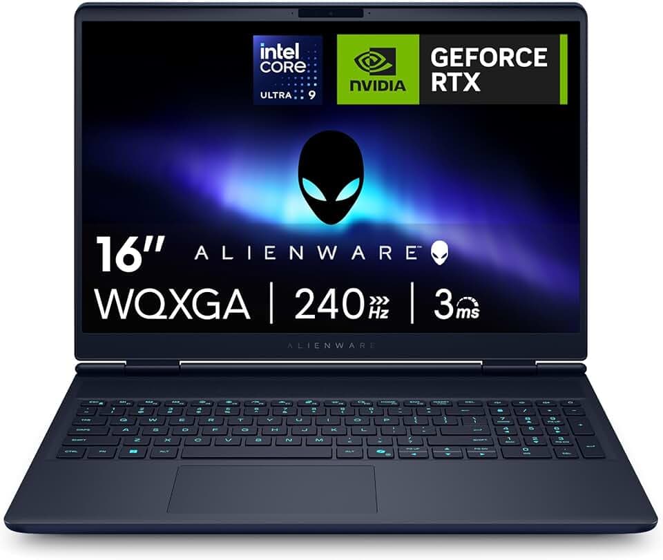 Alienware 16x Aurora PC Portable Gaming AC16251-16" WQXGA 240Hz G-Sync, Intel Core Ultra 9 275HX Series 2, NVIDIA GeForce RTX 5070, 32Go RAM, 1To SSD, Windows 11 Home, Clavier RGB AlienFX Azerty