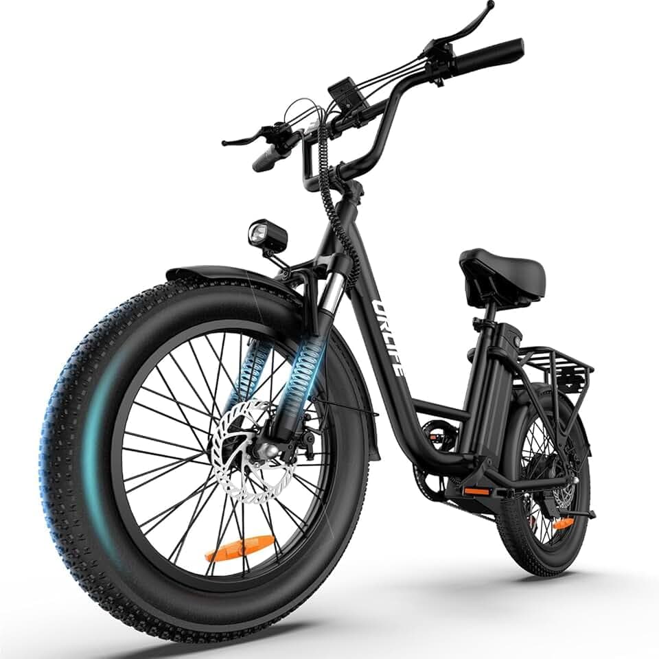 URLIFE Vélo électrique pour adulte - Pneus gras de 50,8 x 7,6 cm - Pour les déplacements urbains - Batterie remplaçable 48 V 13 Ah - Jusqu'à 100 km - Moteur 250 W - Pour homme et femme