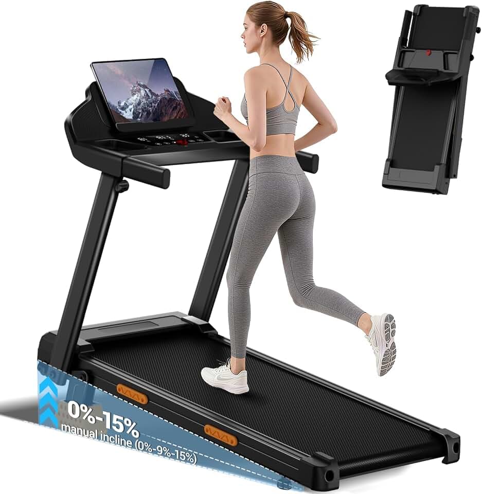 LONTEK Tapis de Course Pliable Inclinable 15%, 12KM/H | Tapis de Marche Inclinable, Treadmill Home avec Moteur 3,0 CV