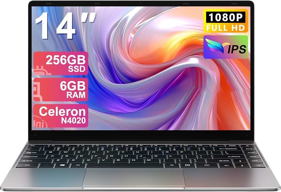 NOTODD Ordinateur Portable 14 Pouces Win11 256 Go Soutien Extension SSD 1TB(TF-512Go) 5000mAh PC Portable Celeron N4020 Laptop avec 5G WiFi Mini HDMI BT4.2 inclut Souris sans Fil&AZERTY Membrane-Gris