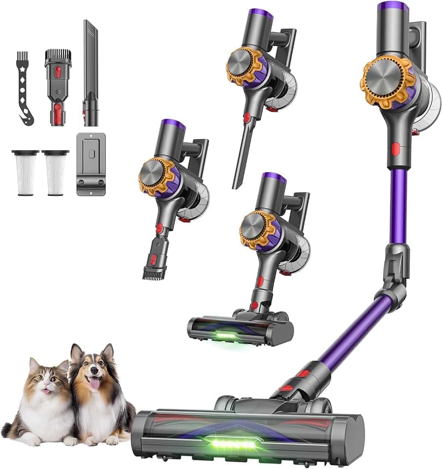 V18Pro Aspirateur Balai sans Fil avec Tube Pliable, 50kPa/650W/50Min | Silencieux(60 dB), 1.4KG Léger, Aspirateur Sans Fil Puissant, Brosse Anti Enchevêtrement pour Poils d'Animaux/Tapis/Sols Durs