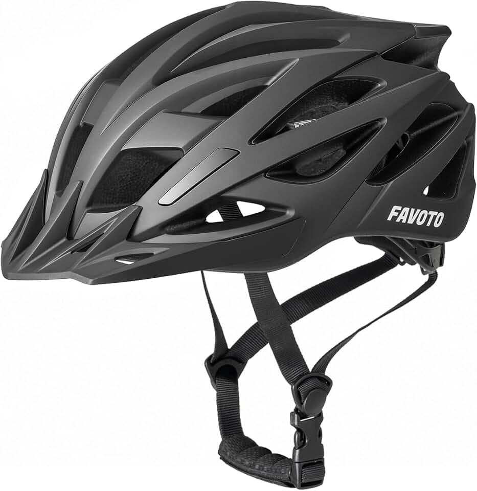 Favoto Casque Vélo Adulte Léger - Casque Cyclisme Respirant Homme Femme pour Route VTT Anti-Choc Taille Réglable L 59-61cm Noir