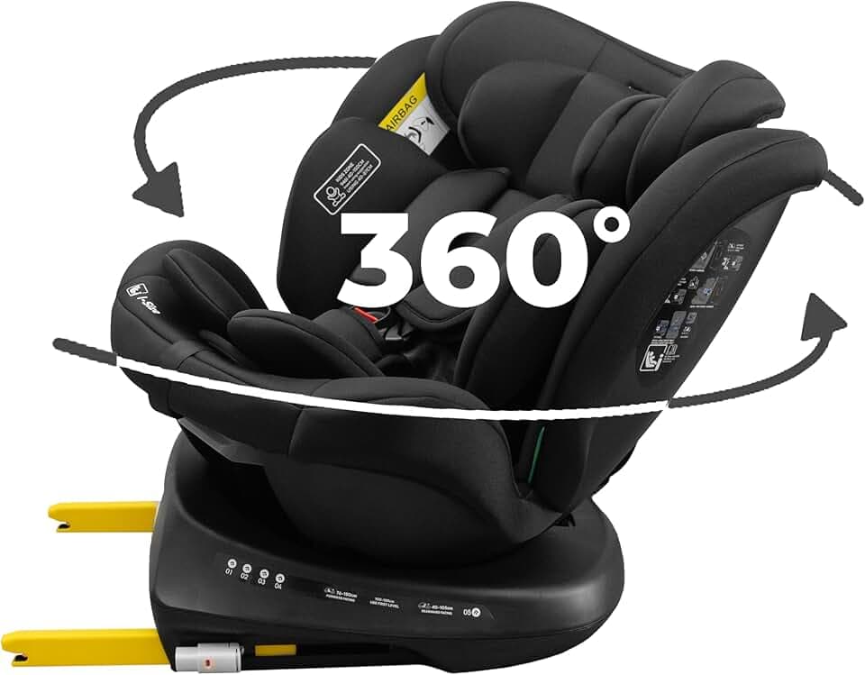 Siège Auto Bébé 0 à 36kg Isofix 0-12 ans, Groupe 0/1/2/3 - Siège Auto Pivotant 360° Évolutif 40-150cm i-Size - 9 Positions d'Appui-tête, 5 Positions d'Inclinaison