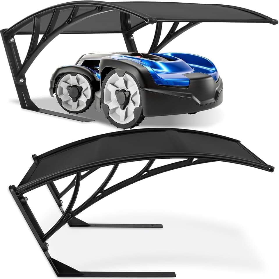 tectake® Abri Garage pour Robot Tondeuse, Abri de Jardin pour Robot Tondeuse sans Fil périphérique, Auvent Résistant aux intempéries & UV, Fixation au Sol ou ancrage avec des piquets Inclus