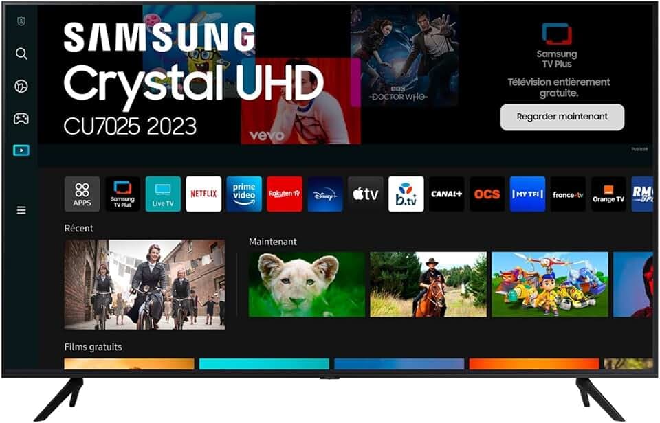 Samsung TV Crystal UHD 4K 2023 43CU7025 Smart TV de 43" avec PurColor, Processeur Crystal UHD, SmartThings, Contrast Enhancer avec HDR10+ et Smart TV Powered by Tizen