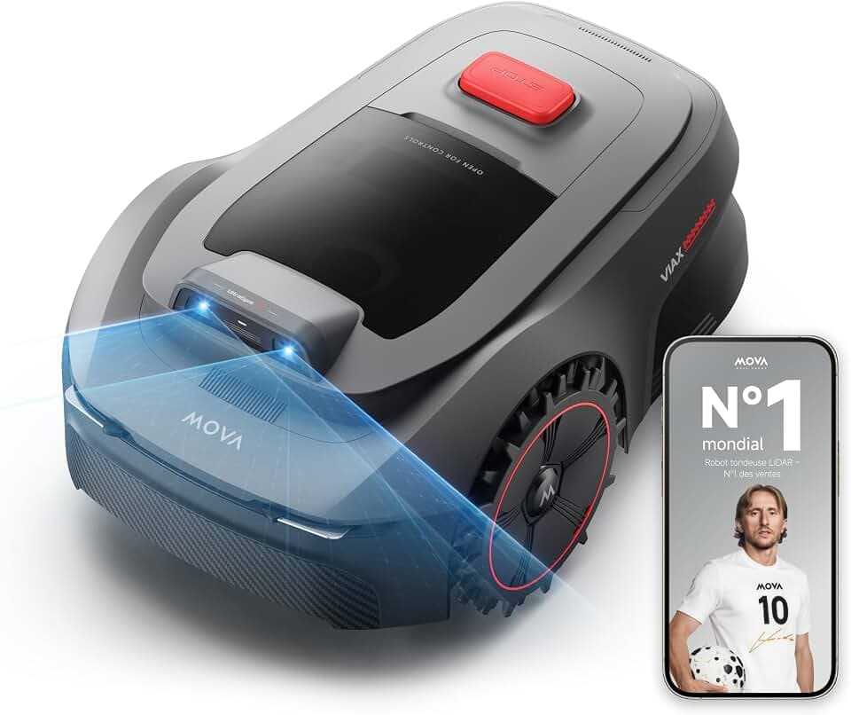 MOVA ViAX 250 Robot Tondeuse sans Fil périphérique, Évitement Double Vision | Recommandé 250 m², Cartographie à Assistance IA, Trajectoire en U, Coupe Bordure Optimisée, Tous Terrains, Contrôle App