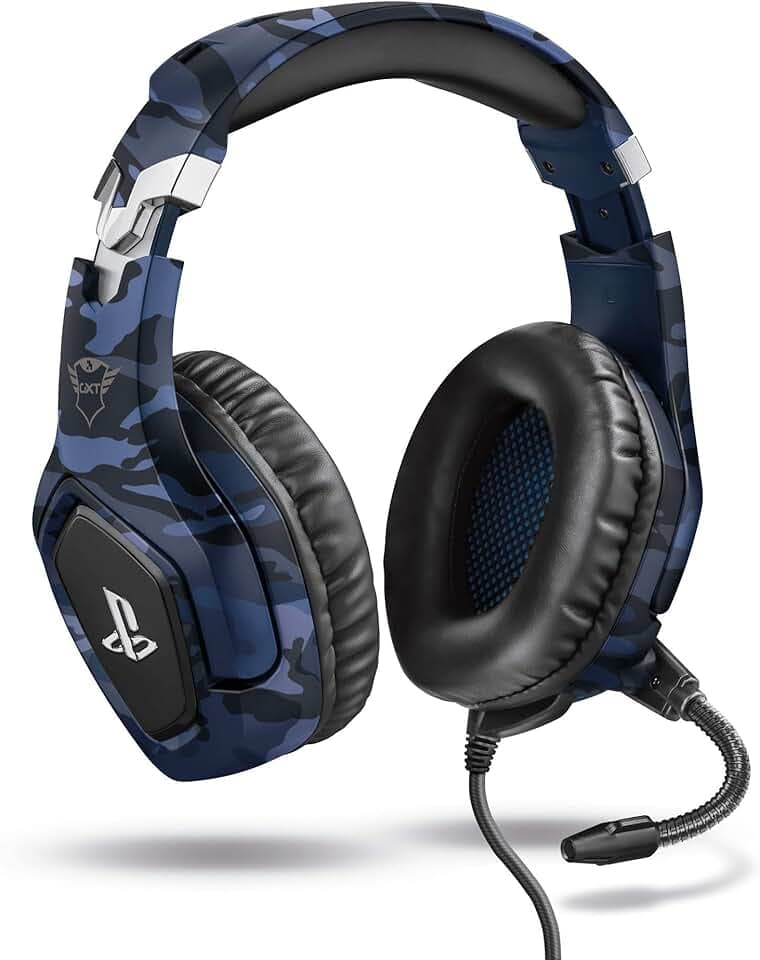 Trust Gaming Casque Gamer PS4 et PS5 avec Licence Officielle pour PlayStation GXT 488 Forze-B - avec Microphone Flexible Repliable, Coupure du Micro et Réglage du Volume sur Fil - Bleu