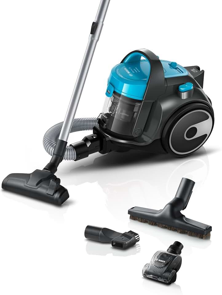 Bosch BGS05X240 Série 2 - Aspirateur traîneau sans sac, rayon 9 m | Aspiration puissante, filtre hygiénique PureAir, rangement facile du tuyau, compact et léger, brosse mini-turbo incluse