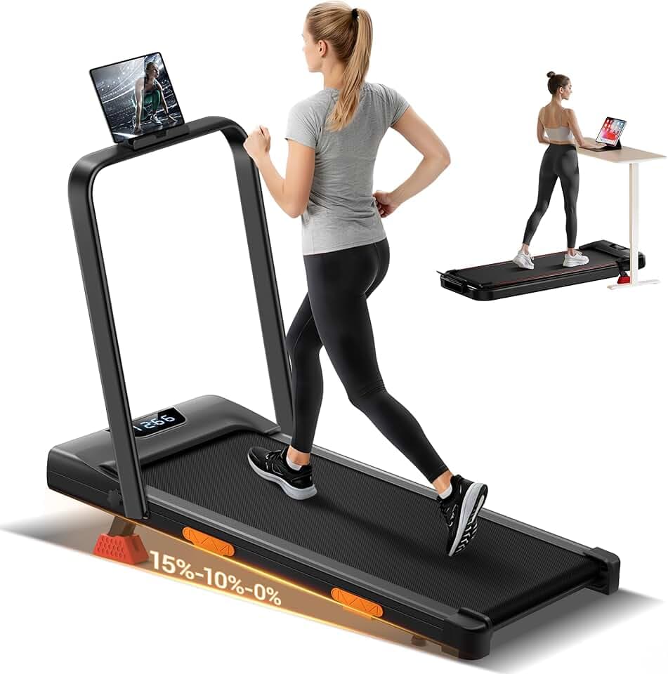 UMAY Tapis de Marche Inclinable Pente 10KM/H à Triple Amortissement,2,5 CV Walking Pad,Tapis de Course Motorise Inclinable Charge Max. 136KG