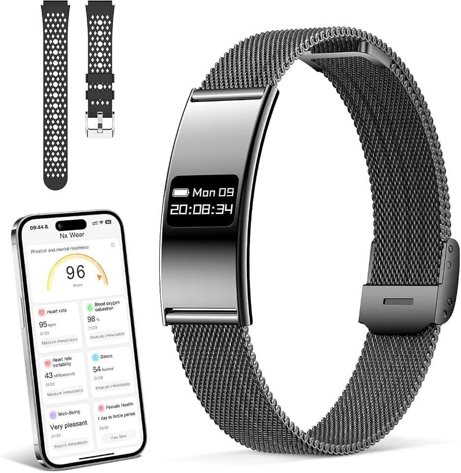 Bracelet Connecté Femme Homme, Montre Connectée de Surveillance de la Sante, Batteries Rechargeable, IP68, Suivi Sommeil & Cardio, SpO2, Bracelet d’activité Sport et Santé avec 20+ Modes