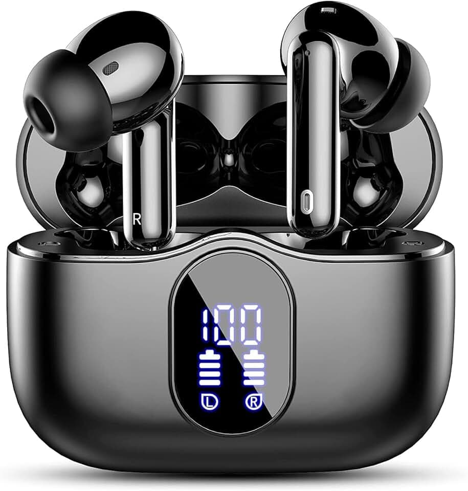 Btootos Écouteurs Bluetooth 5.3, Écouteur sans Fil avec 4 ENC Réduction Antibruit Mic Casque Bluetooth Hi-FI Son Stéréo, 36 Heures Durée de Lecture, IP7 Etanche, Écran LED, Contrôle Tactile ClimeCo Certified
