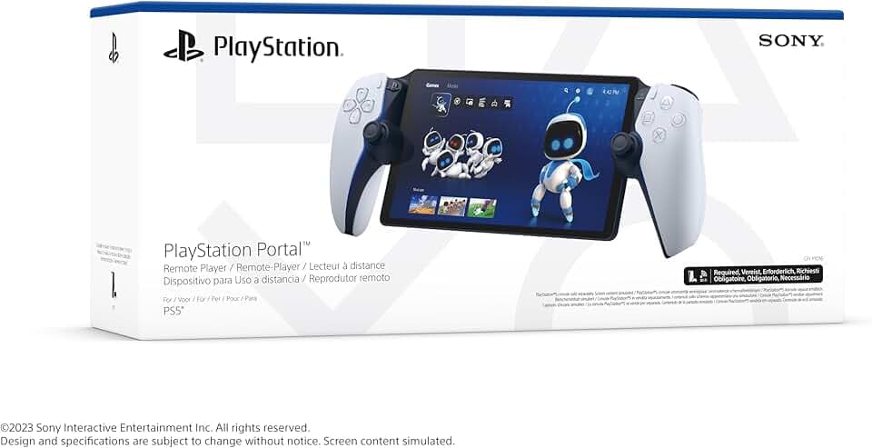 Playstation Sony, Lecteur à Distance Portal 5, Écran LCD Full HD de 8", Jeux en Streaming via Wi-Fi, Retour Haptique & Gâchettes Adaptatives, Couleur : Blanche