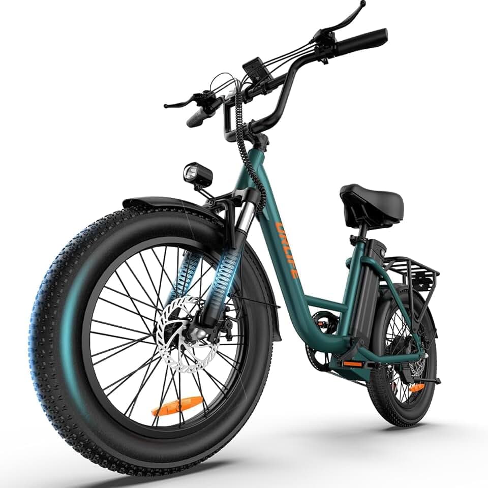 URLIFE Vélo électrique pour adultes 20" Fat Tire avec batterie amovible moteur 250 W, 7 vitesses, avec écran LCD coloré
