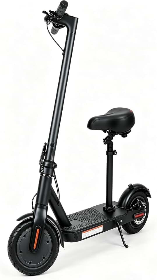 Trottinette Électrique Adulte avec Siège, 4Ah, 25km/h, Pliable | Pneu 8.5" gonflable • Double frein E-ABS+disque arrière • 3 modes (ECO/D/S) • IPX5 • Charge 120kg • Poids 12.5kg • LED