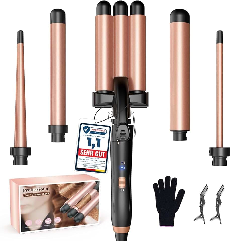 BESTOPE MIX Boucleur 3 Tete Fer a Boucler-[22mm] Boucleur a Cheveux en Céramique Fer à Friser 2 Températures, Fer a Onduler Chauffage Rapide pour Cheveux Longs, Courts Global Recycled Standard