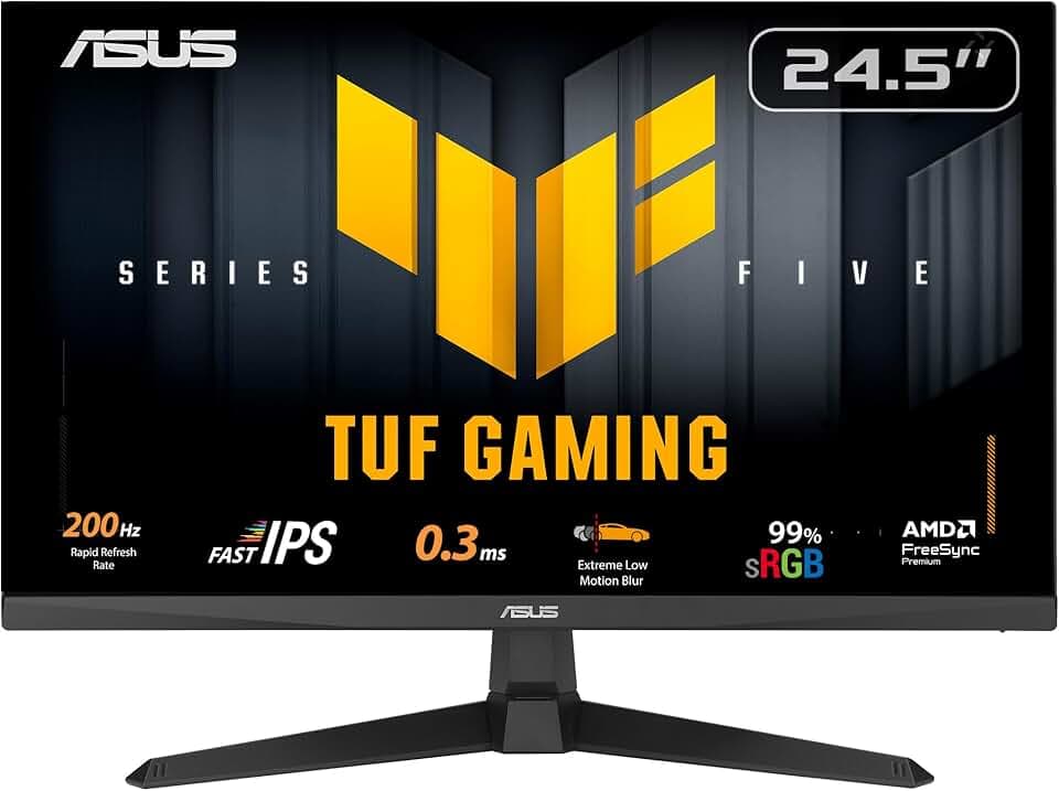 ASUS TUF Gaming VG259Q5A Moniteur Full HD 25" 200 Hz, 0,3 ms GtG, G-Sync, FreeSync, Adaptive Sync, ELMB, GameFast Input - Panneau Fast-IPS, 16:9, 1920 x 1080, DisplayPort, HDMI, Speaker